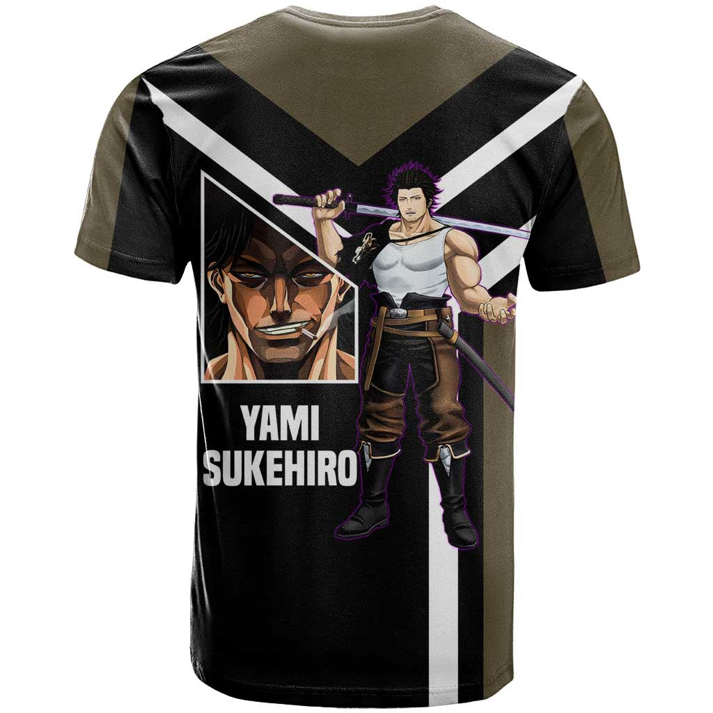 Yami Sukehiro Black Clover T Shirt with Dark Magic Pose and Powerful Battle Design - The Mazicc