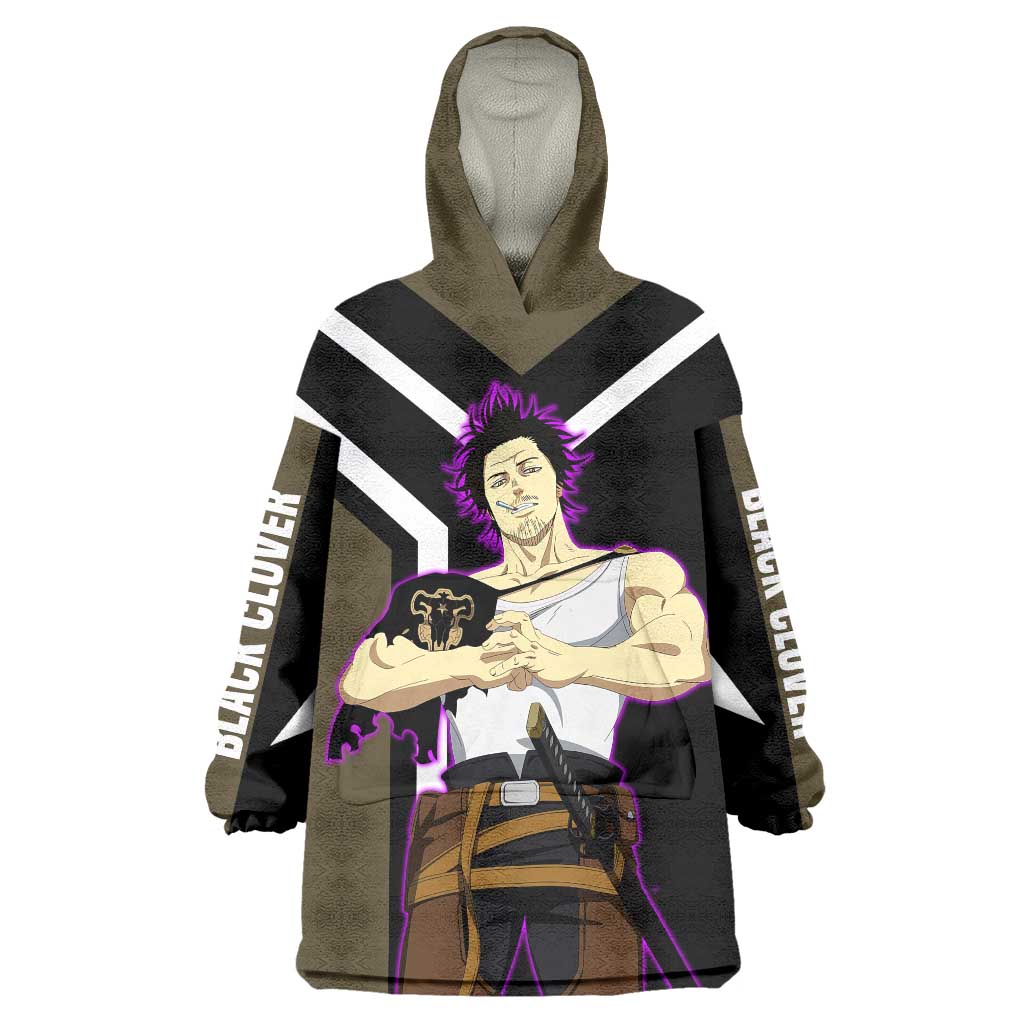 Yami Sukehiro Black Clover Wearable Blanket Hoodie with Dark Magic Pose and Powerful Battle Design - The Mazicc