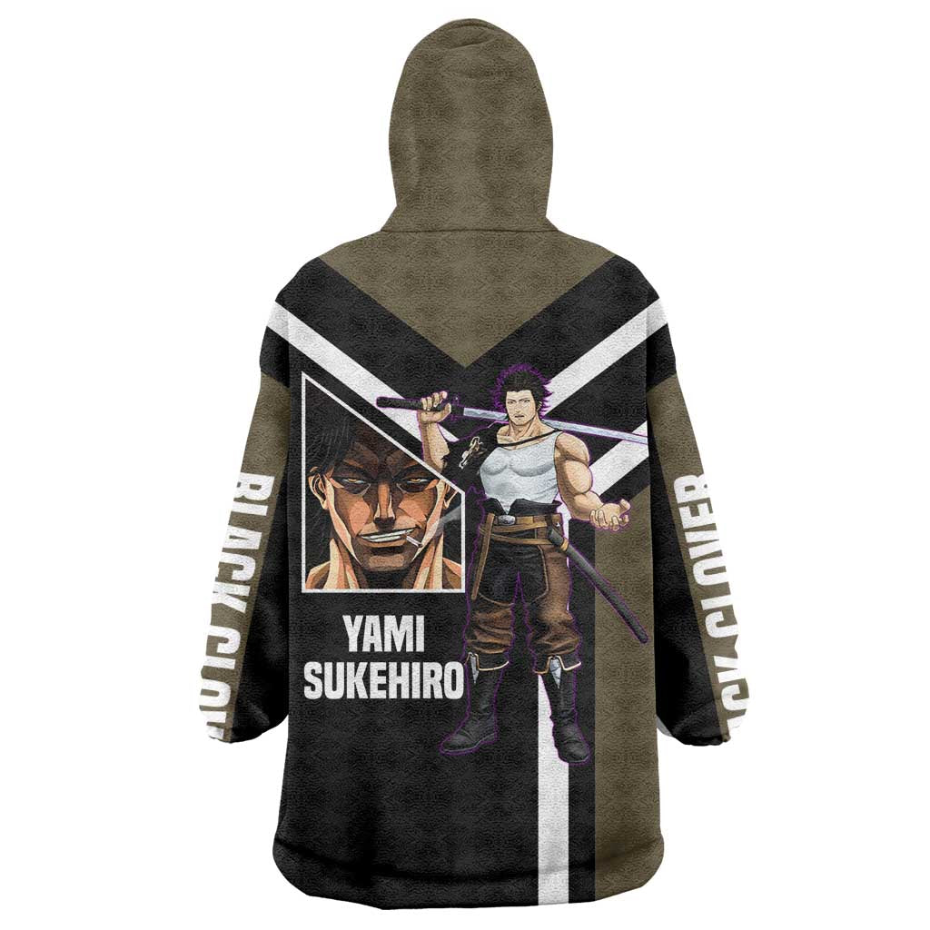 Yami Sukehiro Black Clover Wearable Blanket Hoodie with Dark Magic Pose and Powerful Battle Design - The Mazicc