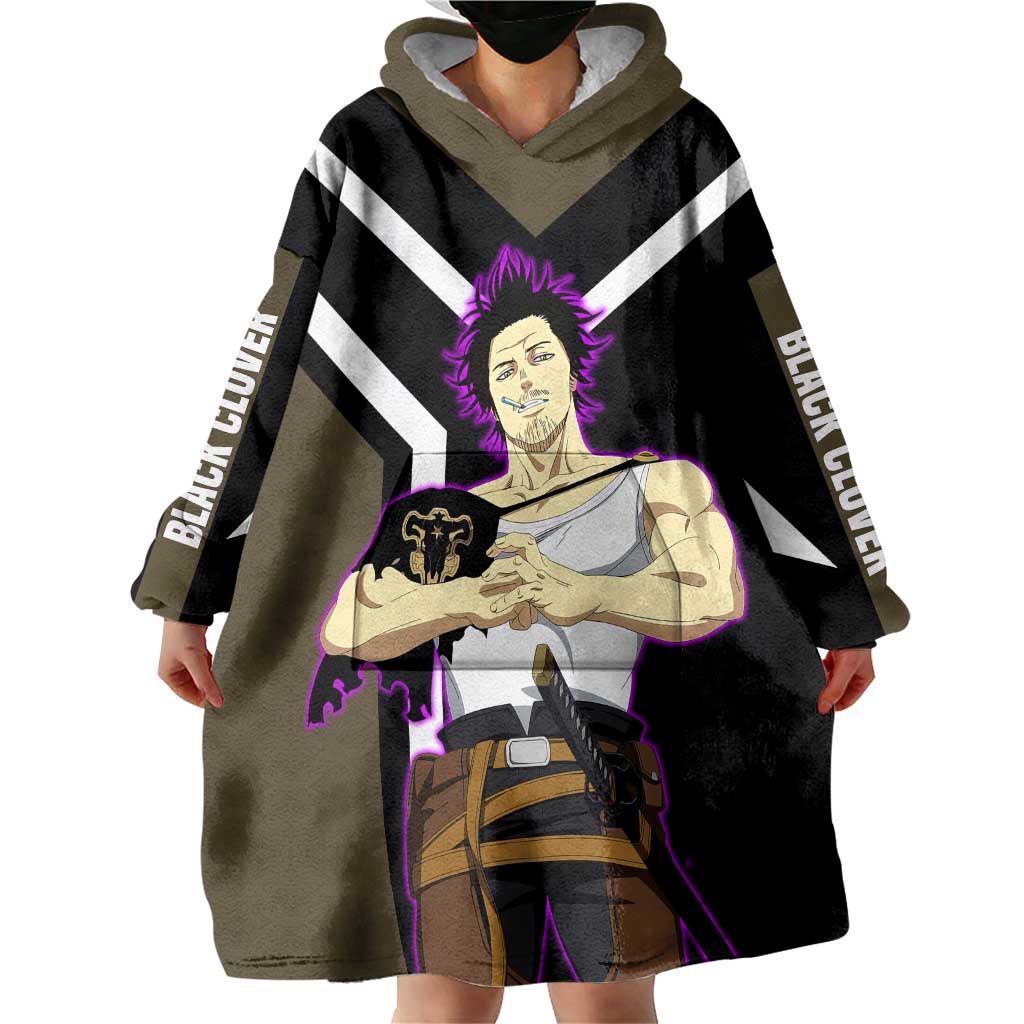 Yami Sukehiro Black Clover Wearable Blanket Hoodie with Dark Magic Pose and Powerful Battle Design - The Mazicc