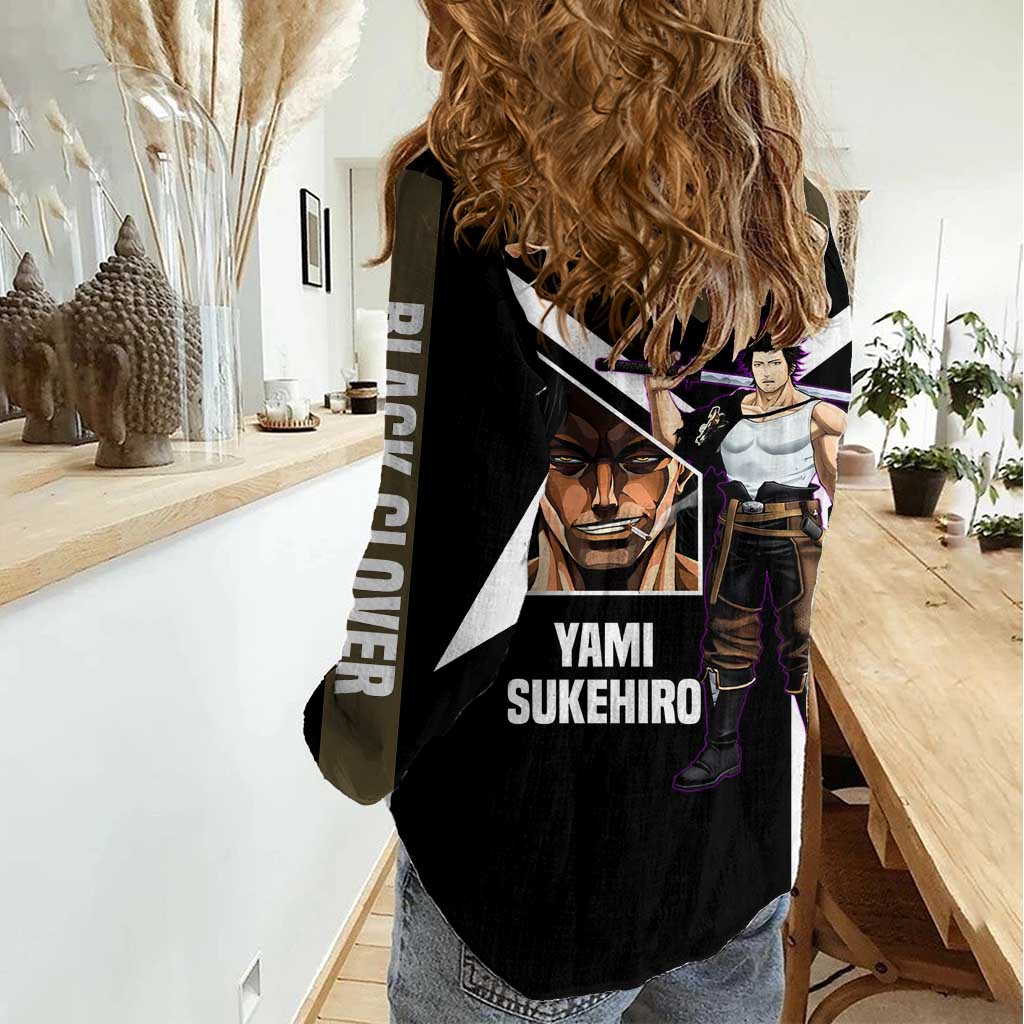 Yami Sukehiro Black Clover Women Casual Shirt with Dark Magic Pose and Powerful Battle Design - The Mazicc