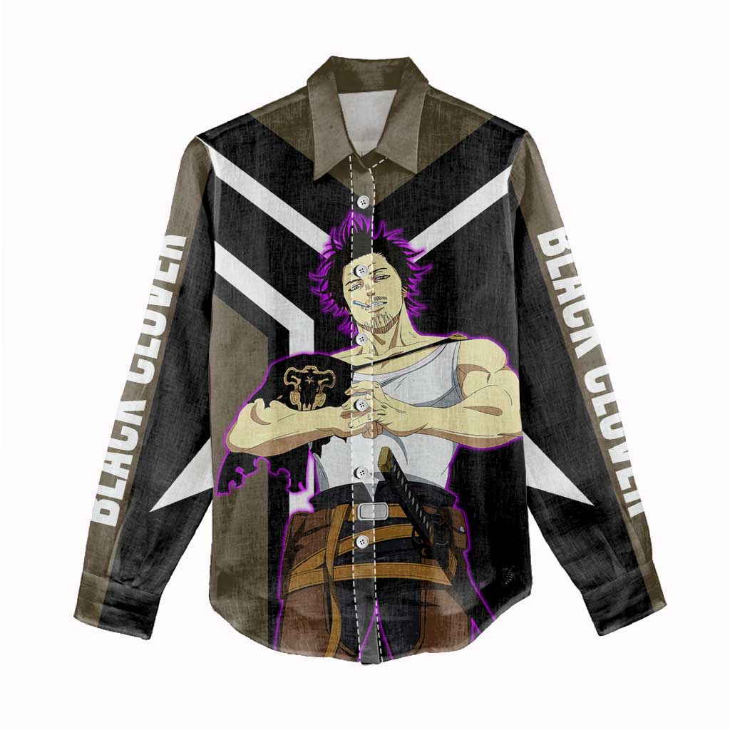 Yami Sukehiro Black Clover Women Casual Shirt with Dark Magic Pose and Powerful Battle Design - The Mazicc