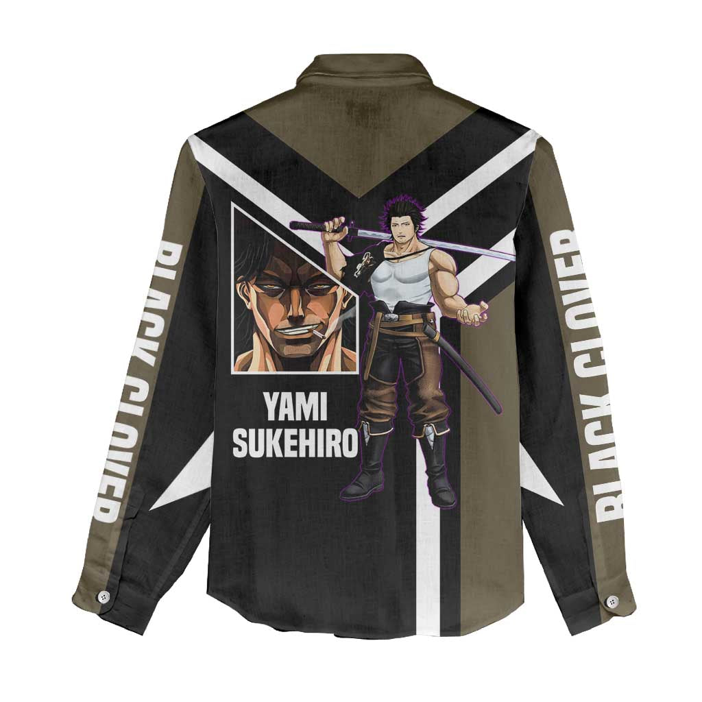 Yami Sukehiro Black Clover Women Casual Shirt with Dark Magic Pose and Powerful Battle Design - The Mazicc