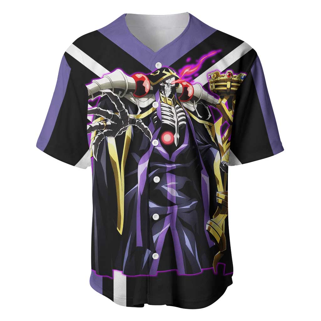 Ainz Ooal Gown Overlord Baseball Jersey with Skeletal Mage Pose and Dark Fantasy Design - The Mazicc