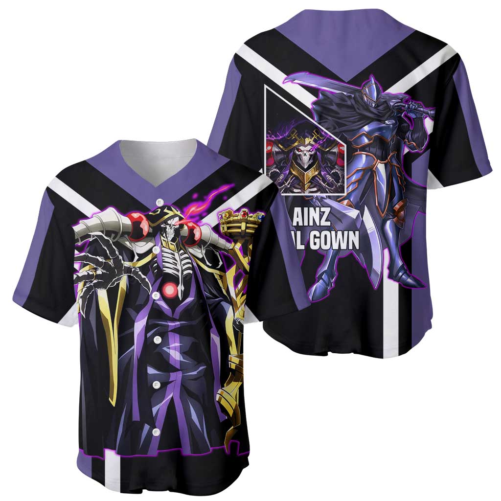 Ainz Ooal Gown Overlord Baseball Jersey with Skeletal Mage Pose and Dark Fantasy Design - The Mazicc