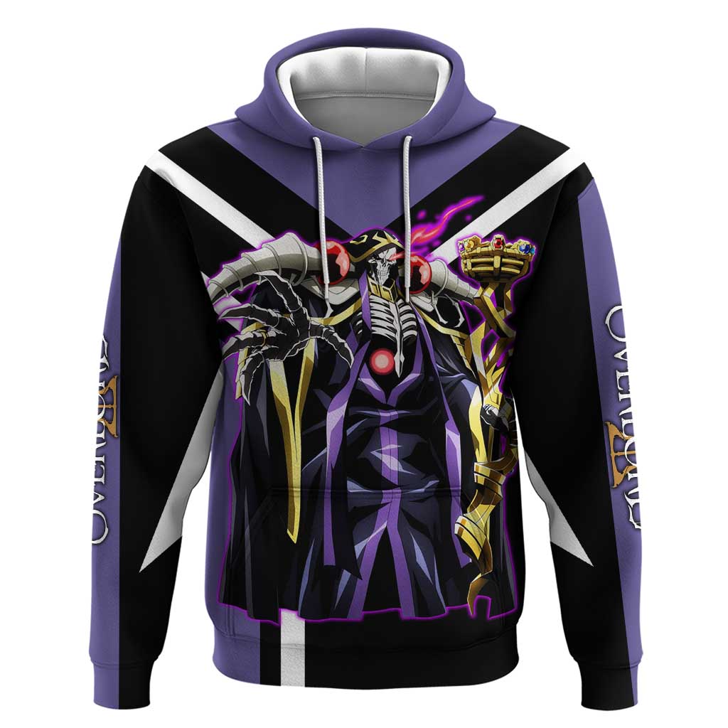 Ainz Ooal Gown Overlord Hoodie with Skeletal Mage Pose and Dark Fantasy Design - The Mazicc