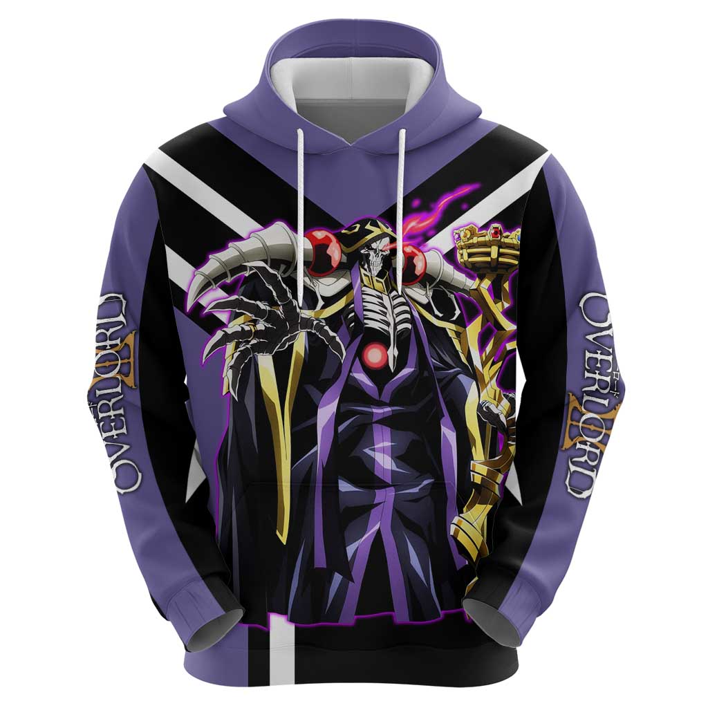 Ainz Ooal Gown Overlord Hoodie with Skeletal Mage Pose and Dark Fantasy Design - The Mazicc