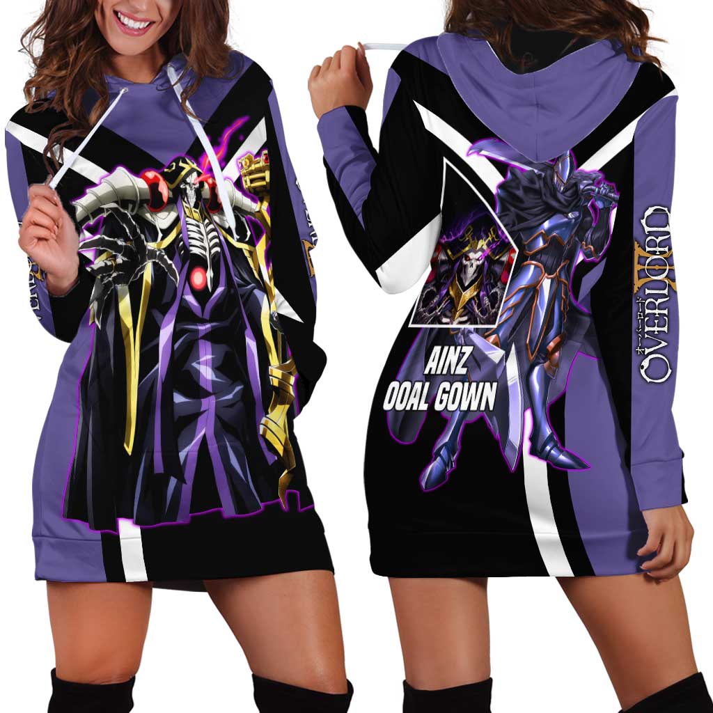 Ainz Ooal Gown Overlord Hoodie Dress with Skeletal Mage Pose and Dark Fantasy Design - The Mazicc