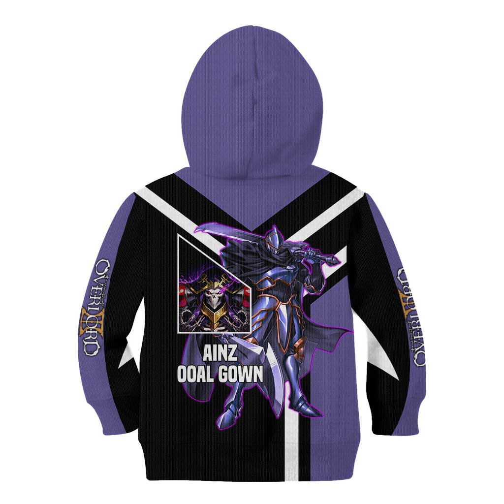Ainz Ooal Gown Overlord Kid Hoodie with Skeletal Mage Pose and Dark Fantasy Design - The Mazicc