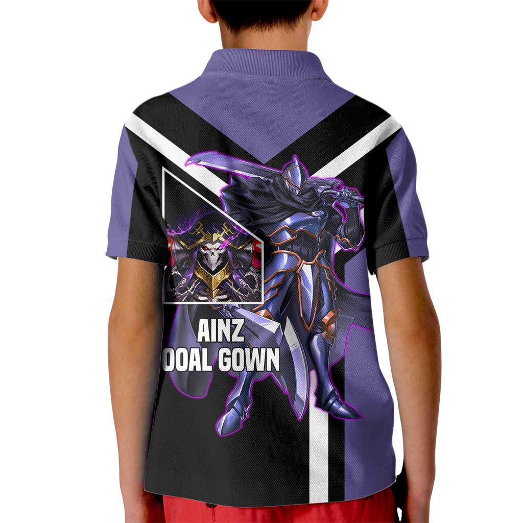 Ainz Ooal Gown Overlord Kid Polo Shirt with Skeletal Mage Pose and Dark Fantasy Design - The Mazicc