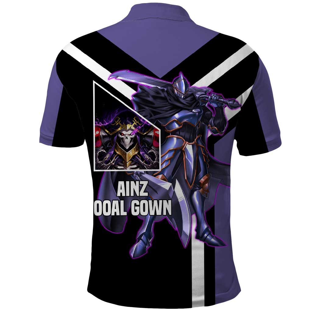 Ainz Ooal Gown Overlord Polo Shirt with Skeletal Mage Pose and Dark Fantasy Design - The Mazicc