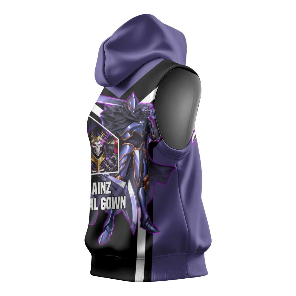 Ainz Ooal Gown Overlord Sleeveless Hoodie with Skeletal Mage Pose and Dark Fantasy Design - The Mazicc
