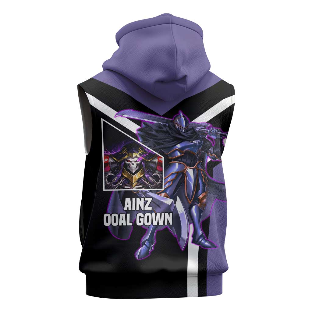 Ainz Ooal Gown Overlord Sleeveless Zip Hoodie with Skeletal Mage Pose and Dark Fantasy Design - The Mazicc