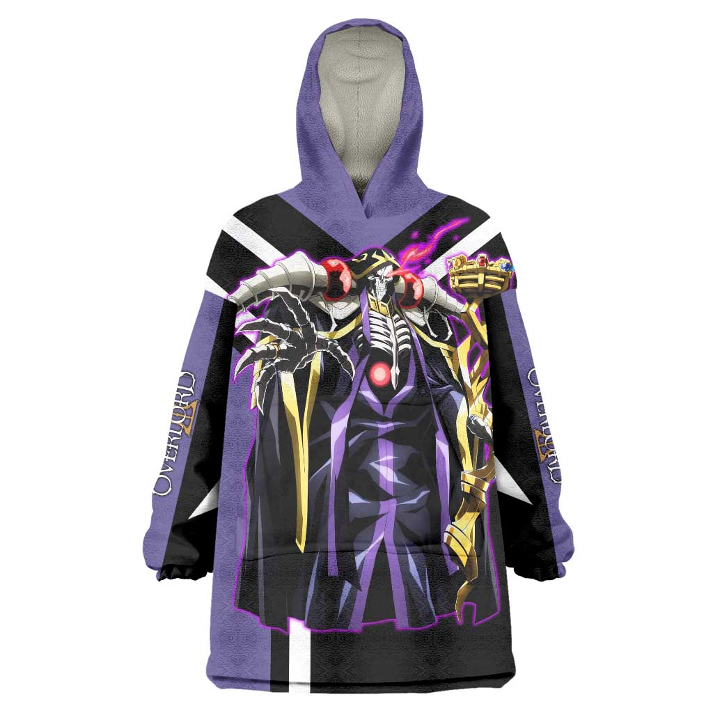 Ainz Ooal Gown Overlord Wearable Blanket Hoodie with Skeletal Mage Pose and Dark Fantasy Design - The Mazicc