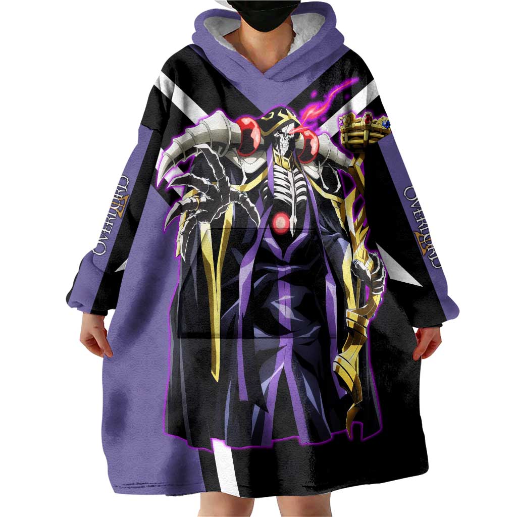 Ainz Ooal Gown Overlord Wearable Blanket Hoodie with Skeletal Mage Pose and Dark Fantasy Design - The Mazicc