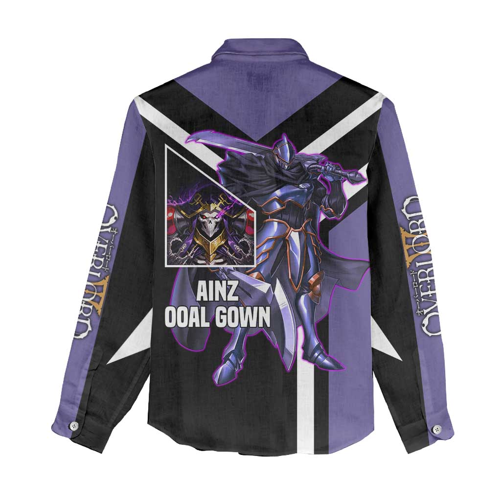 Ainz Ooal Gown Overlord Women Casual Shirt with Skeletal Mage Pose and Dark Fantasy Design - The Mazicc