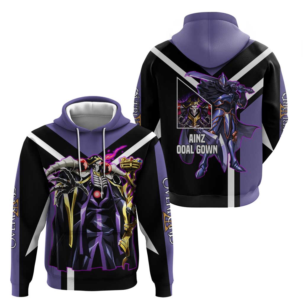 Ainz Ooal Gown Overlord Zip Hoodie with Skeletal Mage Pose and Dark Fantasy Design - The Mazicc