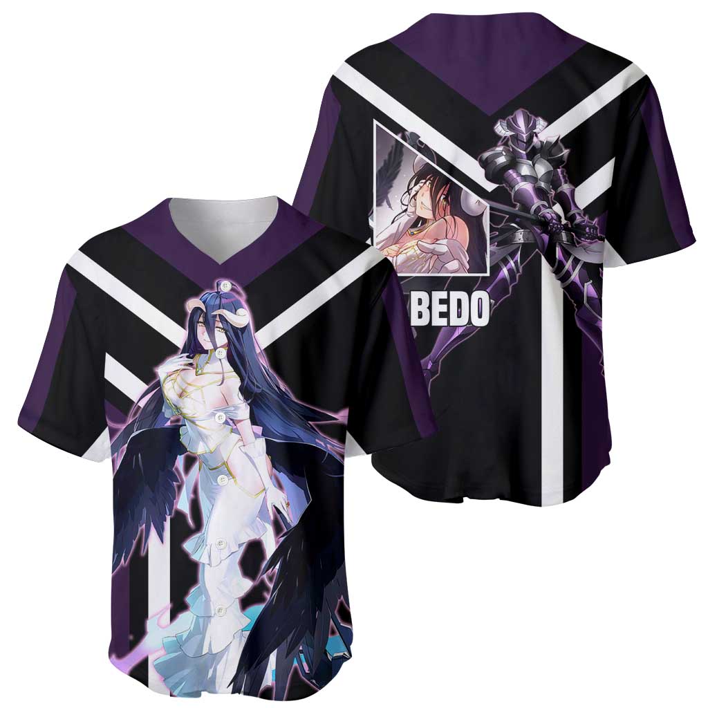 Albedo Overlord Baseball Jersey with Elegant Demon Wings and Dark Fantasy Design - The Mazicc