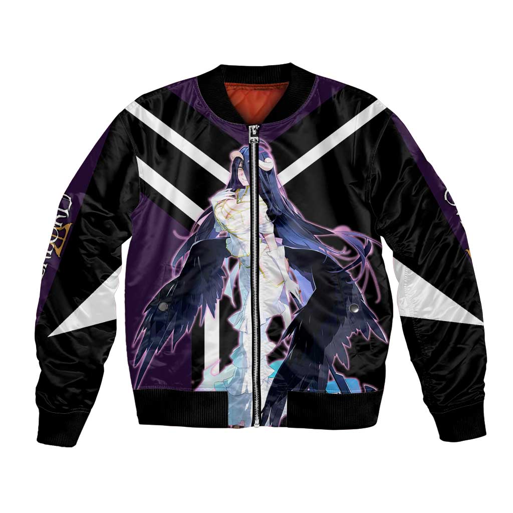 Albedo Overlord Bomber Jacket with Elegant Demon Wings and Dark Fantasy Design - The Mazicc