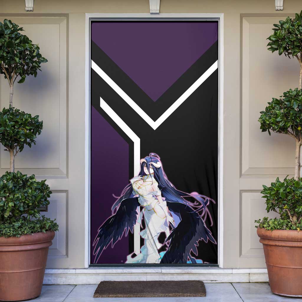 Albedo Overlord Door Cover with Elegant Demon Wings and Dark Fantasy Design - The Mazicc