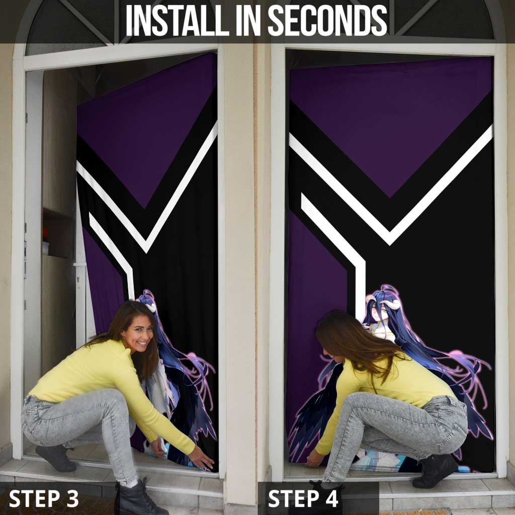 Albedo Overlord Door Cover with Elegant Demon Wings and Dark Fantasy Design - The Mazicc