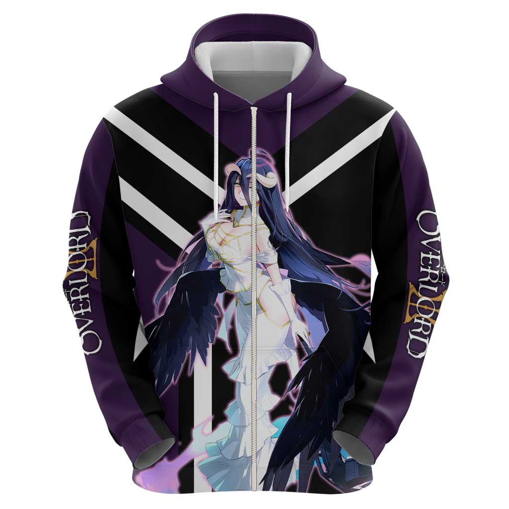 Albedo Overlord Hoodie with Elegant Demon Wings and Dark Fantasy Design - The Mazicc
