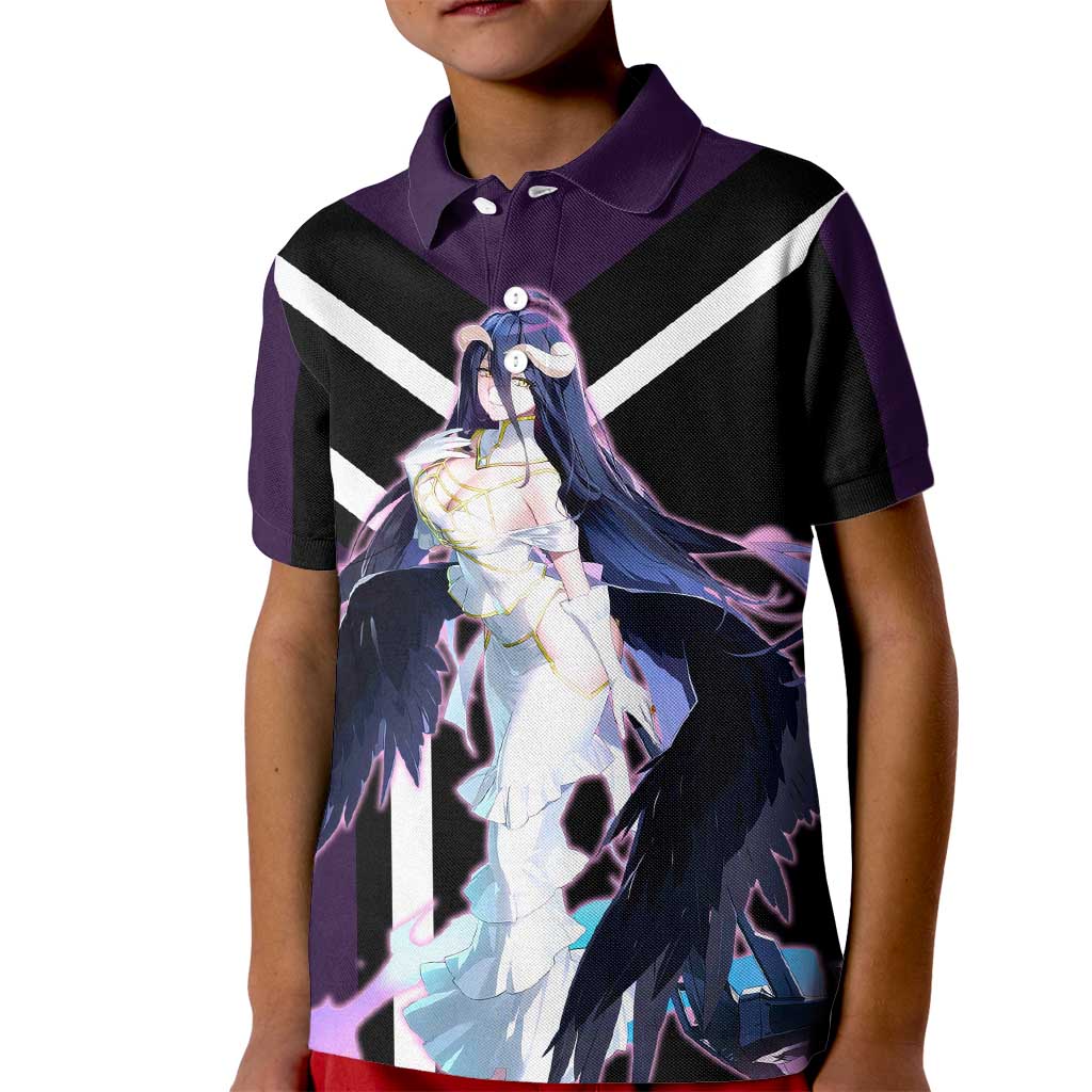 Albedo Overlord Kid Polo Shirt with Elegant Demon Wings and Dark Fantasy Design - The Mazicc