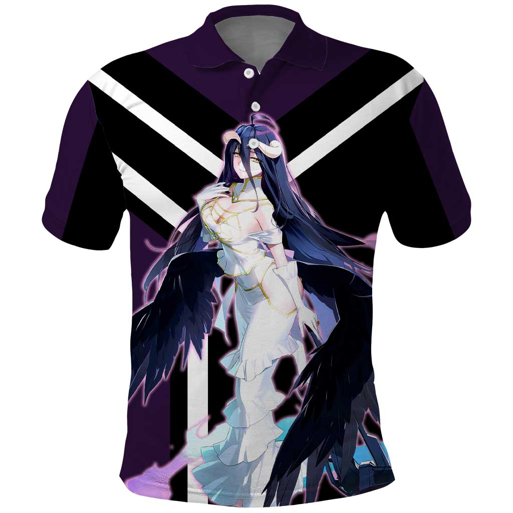 Albedo Overlord Polo Shirt with Elegant Demon Wings and Dark Fantasy Design - The Mazicc