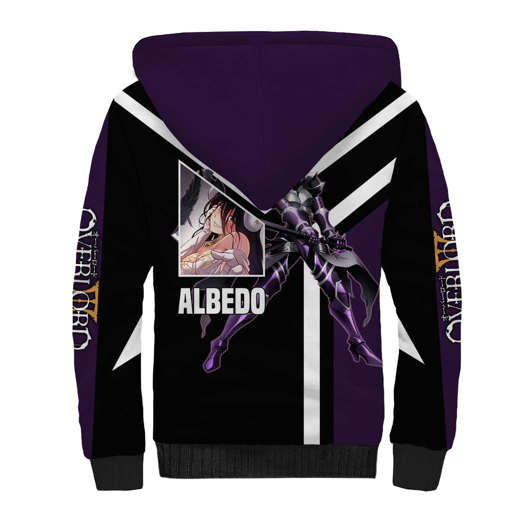 Albedo Overlord Sherpa Hoodie with Elegant Demon Wings and Dark Fantasy Design - The Mazicc