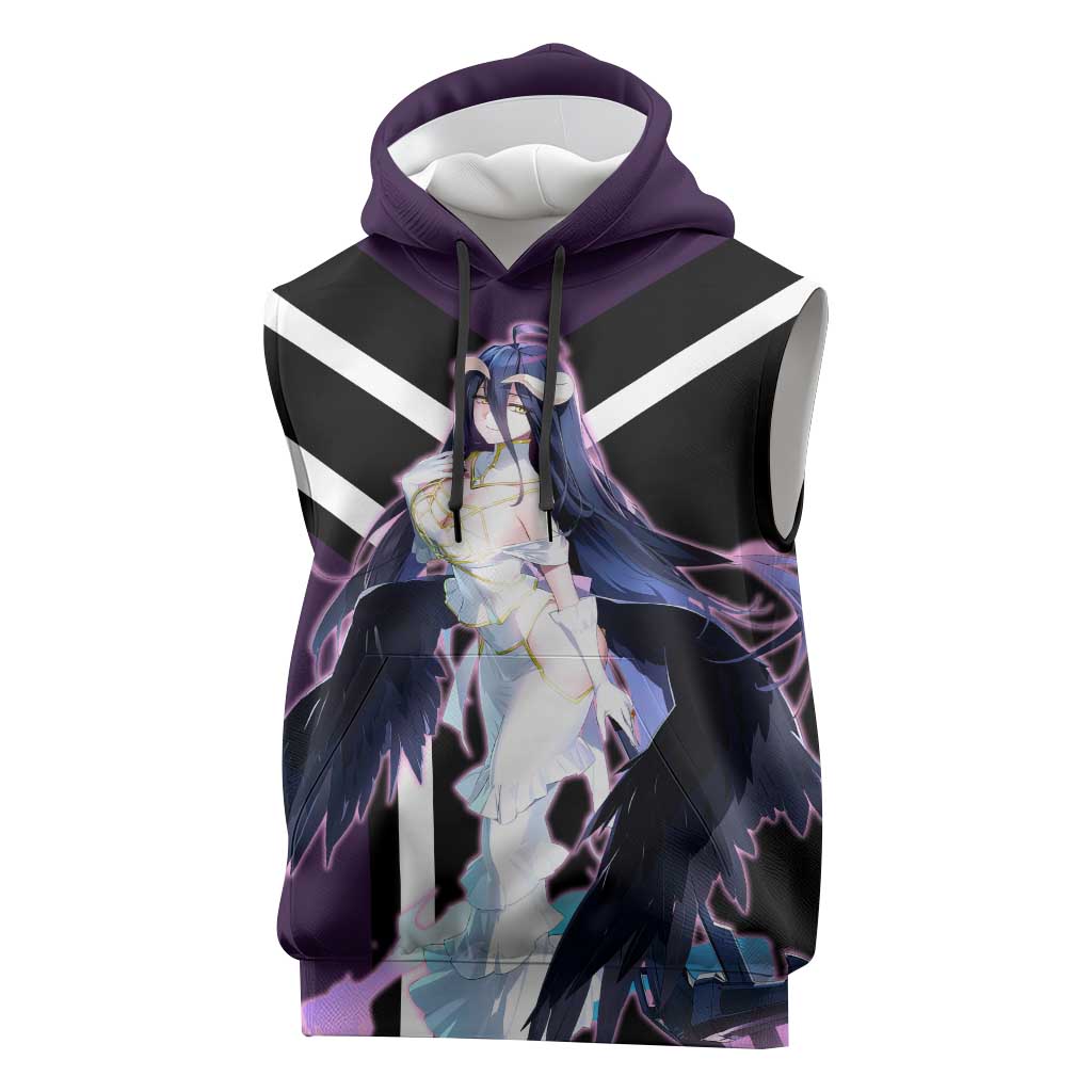 Albedo Overlord Sleeveless Hoodie with Elegant Demon Wings and Dark Fantasy Design - The Mazicc