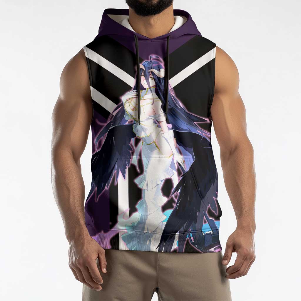 Albedo Overlord Sleeveless Hoodie with Elegant Demon Wings and Dark Fantasy Design - The Mazicc