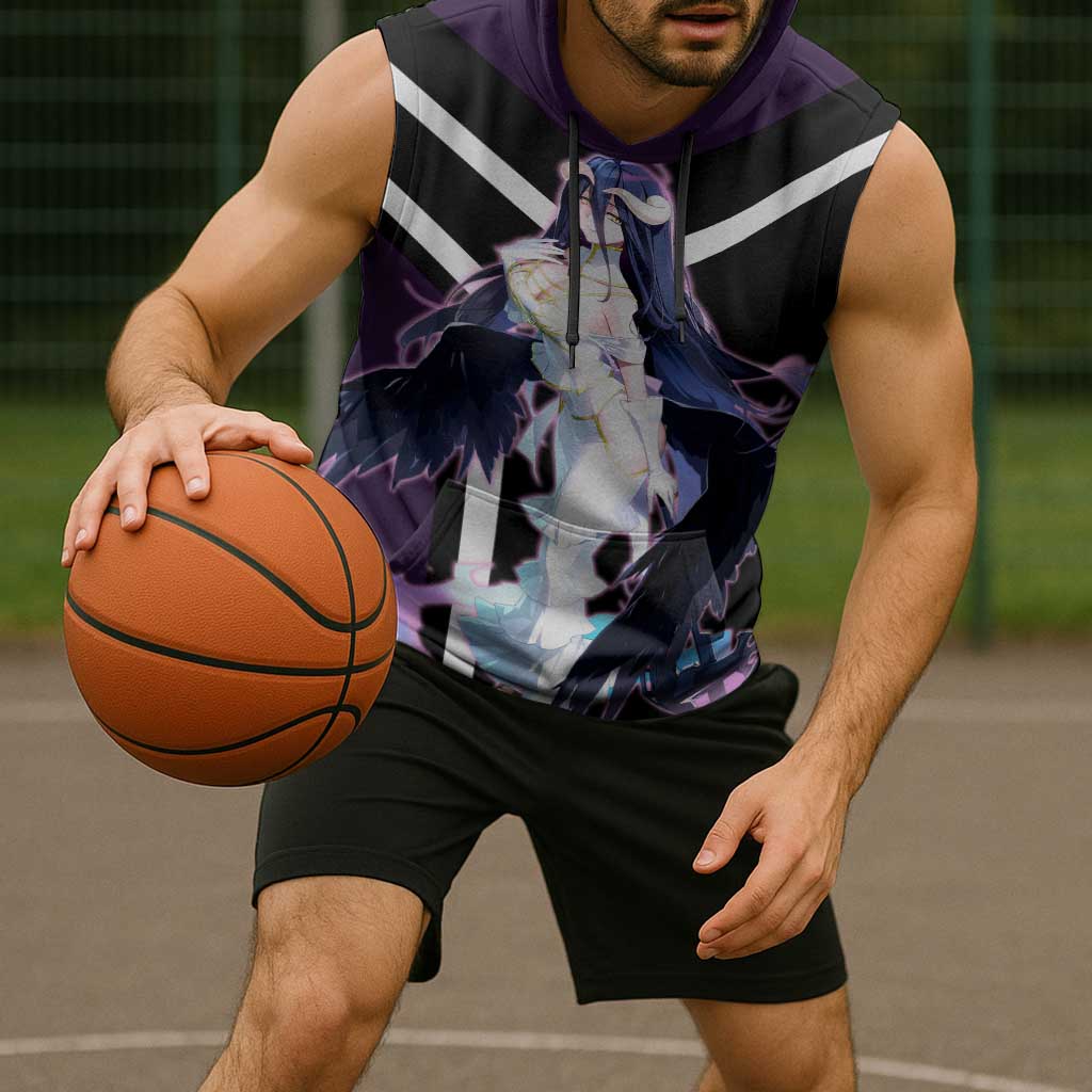 Albedo Overlord Sleeveless Hoodie with Elegant Demon Wings and Dark Fantasy Design - The Mazicc
