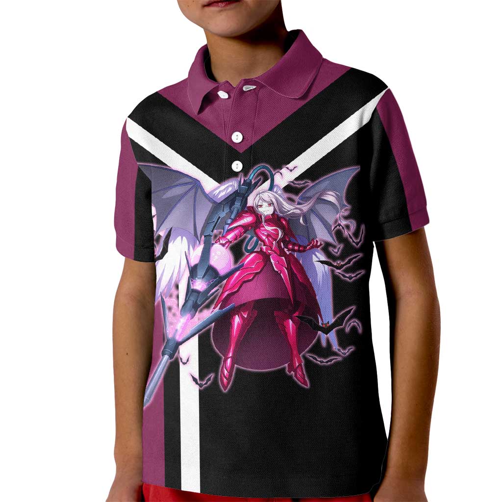 Shalltear Bloodfallen Overlord Kid Polo Shirt with Vampire Pose and Dark Gothic Design - The Mazicc