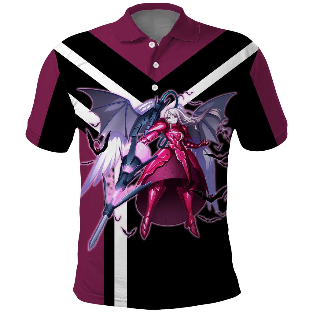 Shalltear Bloodfallen Overlord Polo Shirt with Vampire Pose and Dark Gothic Design - The Mazicc