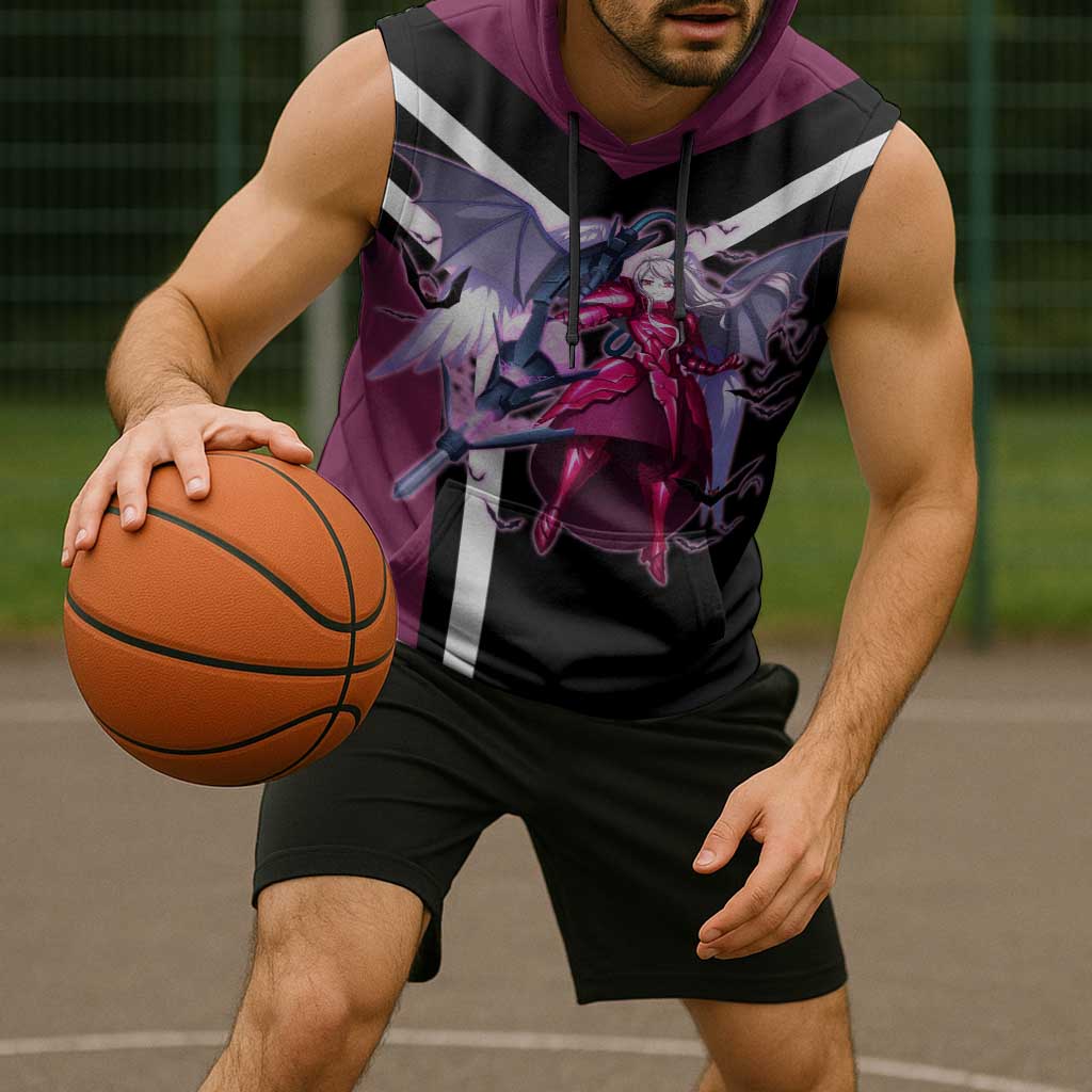 Shalltear Bloodfallen Overlord Sleeveless Hoodie with Vampire Pose and Dark Gothic Design - The Mazicc