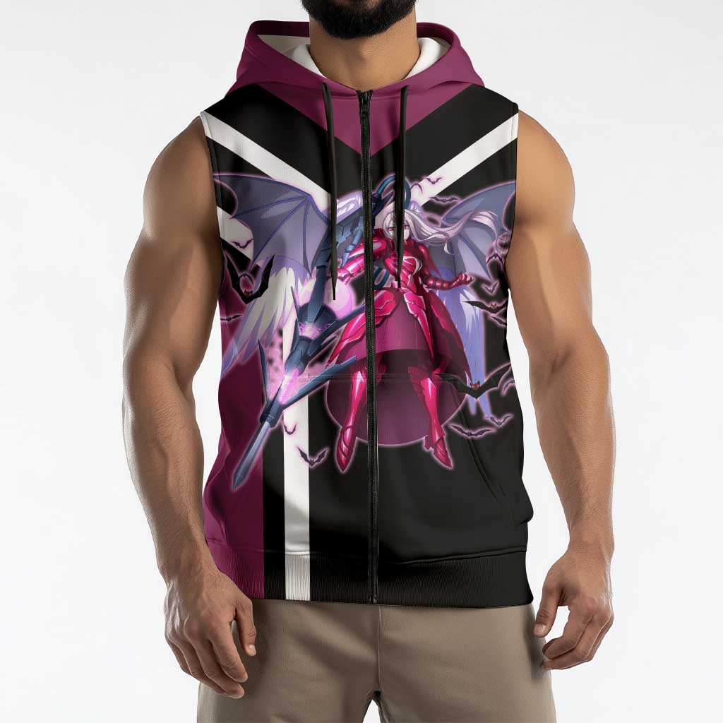Shalltear Bloodfallen Overlord Sleeveless Zip Hoodie with Vampire Pose and Dark Gothic Design - The Mazicc