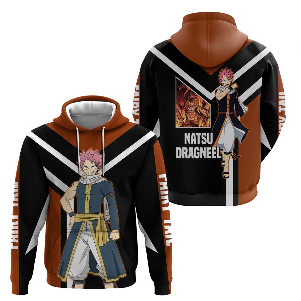 Natsu Dragneel Fairy Tail Hoodie with Fire Magic Pose and Fiery Action Design - The Mazicc