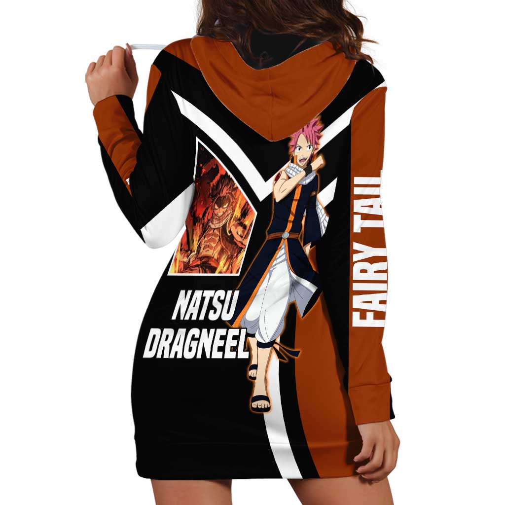 Natsu Dragneel Fairy Tail Hoodie Dress with Fire Magic Pose and Fiery Action Design - The Mazicc