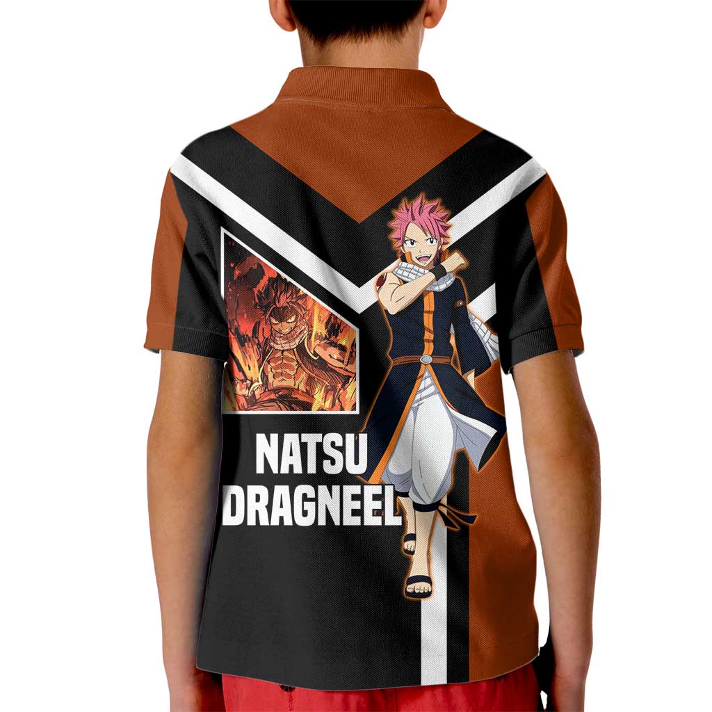 Natsu Dragneel Fairy Tail Kid Polo Shirt with Fire Magic Pose and Fiery Action Design - The Mazicc