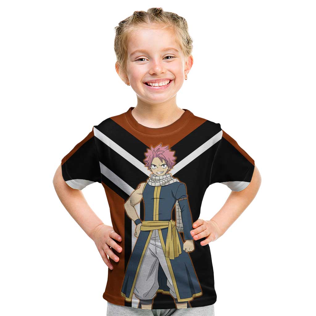 Natsu Dragneel Fairy Tail Kid T Shirt with Fire Magic Pose and Fiery Action Design - The Mazicc