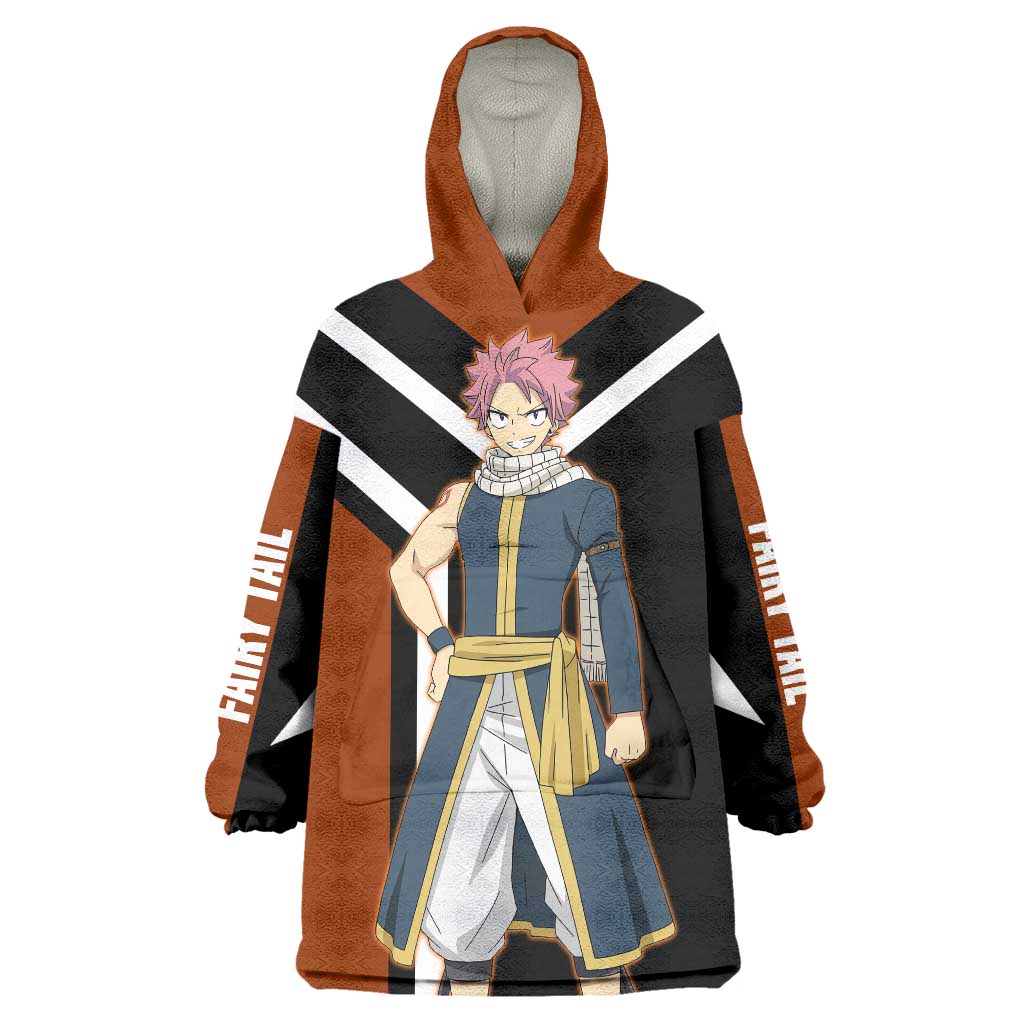Natsu Dragneel Fairy Tail Wearable Blanket Hoodie with Fire Magic Pose and Fiery Action Design - The Mazicc