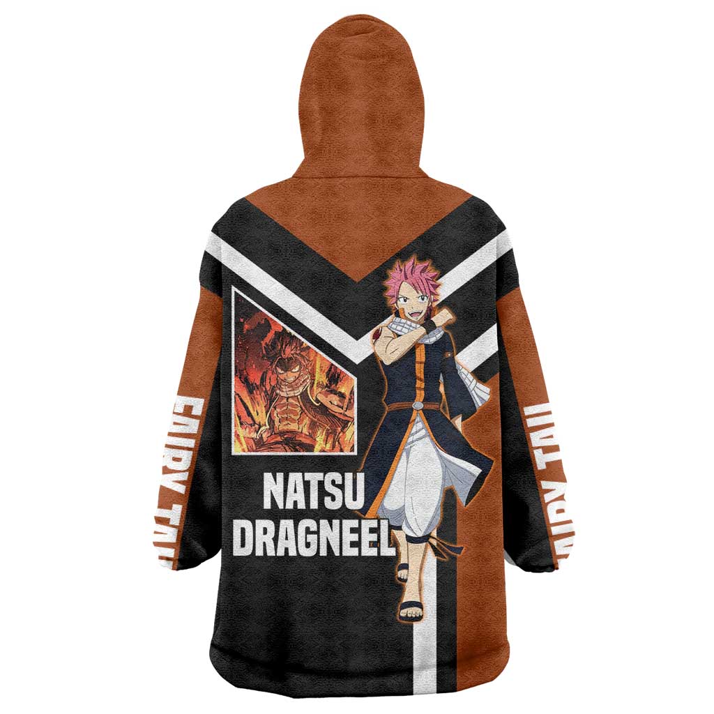 Natsu Dragneel Fairy Tail Wearable Blanket Hoodie with Fire Magic Pose and Fiery Action Design - The Mazicc