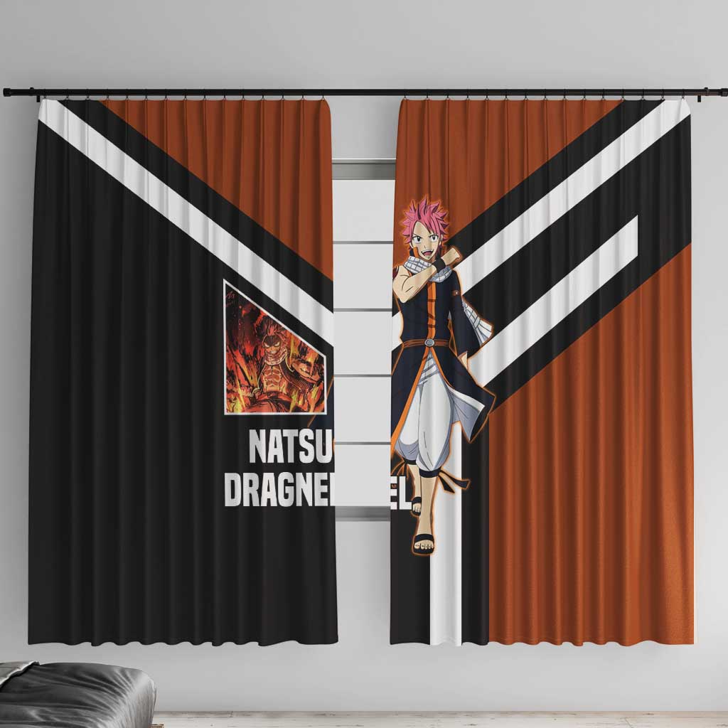 Natsu Dragneel Fairy Tail Window Curtain with Fire Magic Pose and Fiery Action Design - The Mazicc