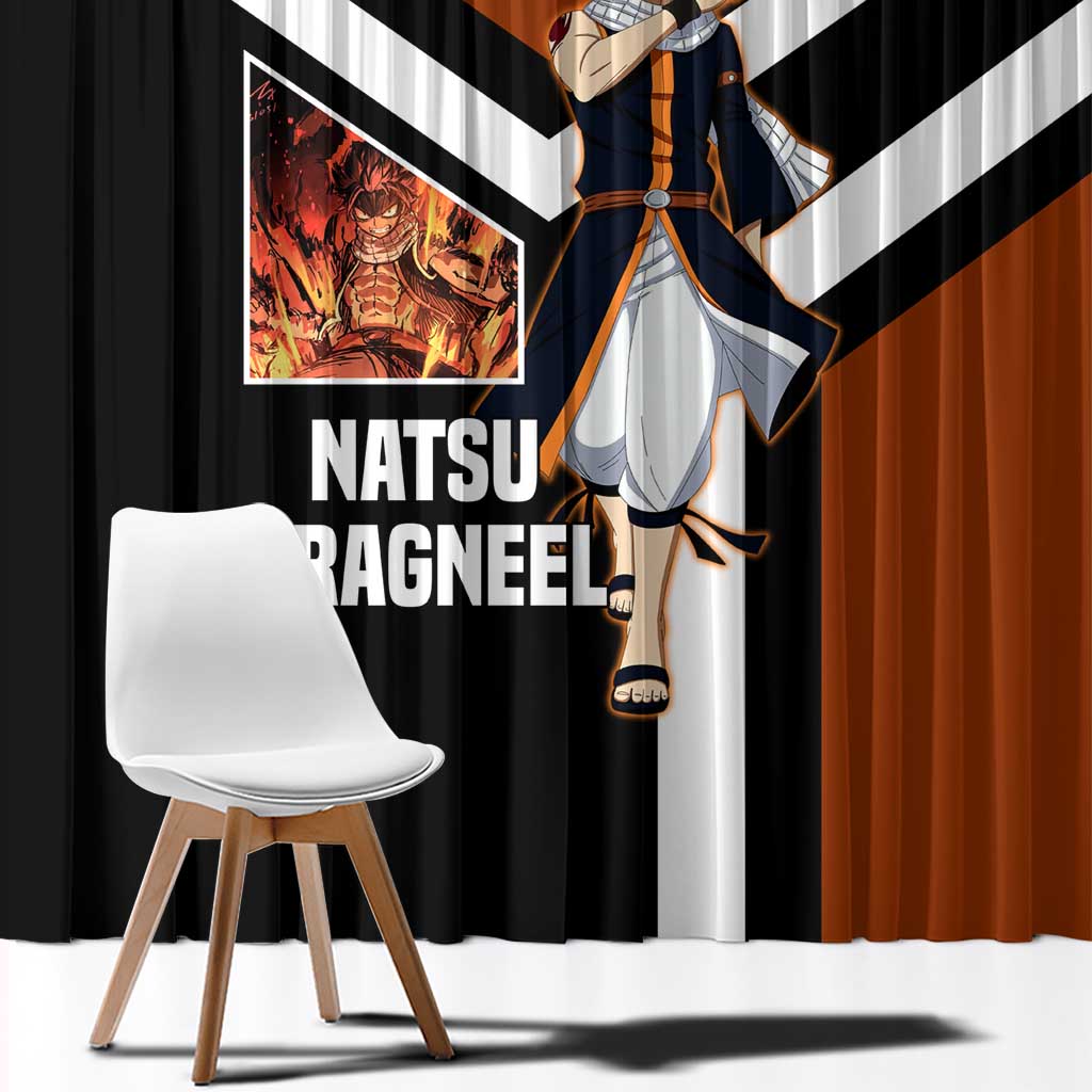 Natsu Dragneel Fairy Tail Window Curtain with Fire Magic Pose and Fiery Action Design - The Mazicc