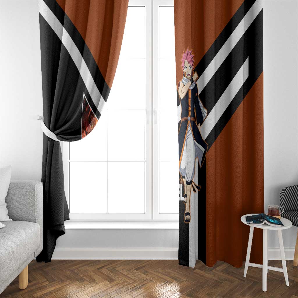 Natsu Dragneel Fairy Tail Window Curtain with Fire Magic Pose and Fiery Action Design - The Mazicc