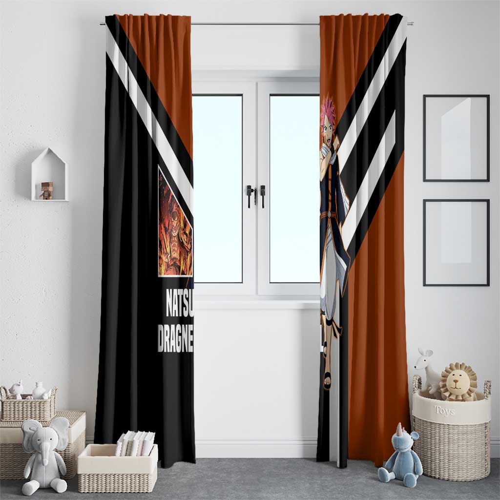 Natsu Dragneel Fairy Tail Window Curtain with Fire Magic Pose and Fiery Action Design - The Mazicc
