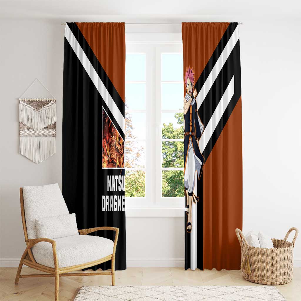 Natsu Dragneel Fairy Tail Window Curtain with Fire Magic Pose and Fiery Action Design - The Mazicc