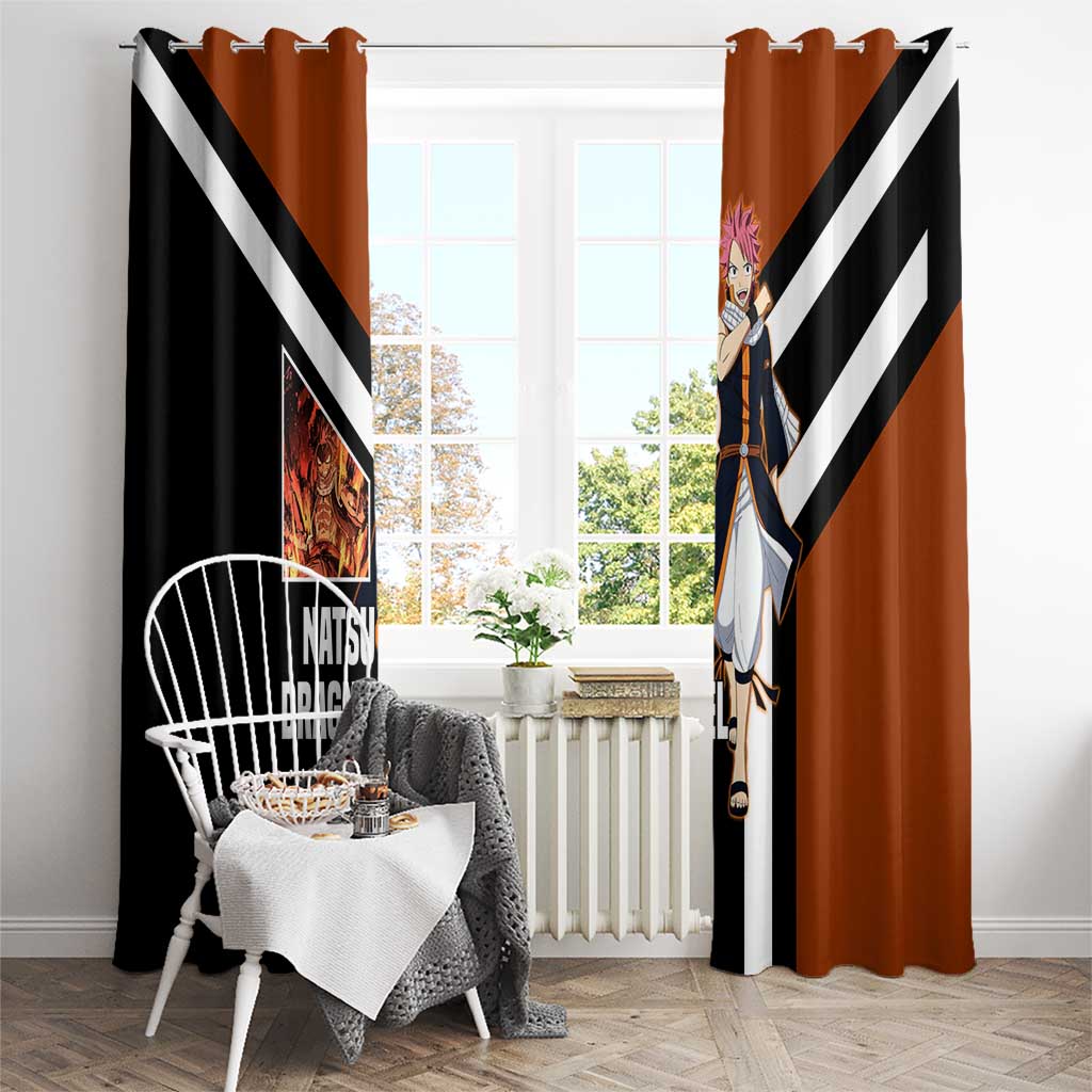 Natsu Dragneel Fairy Tail Window Curtain with Fire Magic Pose and Fiery Action Design - The Mazicc