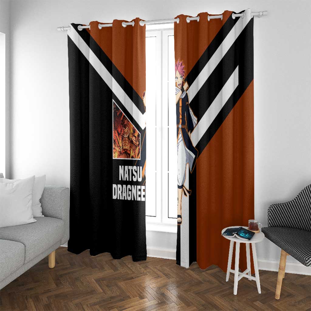 Natsu Dragneel Fairy Tail Window Curtain with Fire Magic Pose and Fiery Action Design - The Mazicc