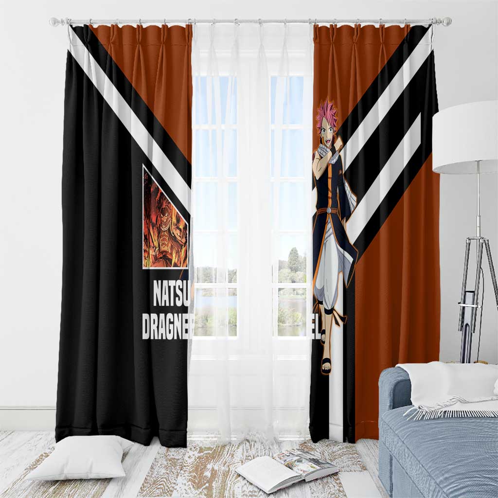 Natsu Dragneel Fairy Tail Window Curtain with Fire Magic Pose and Fiery Action Design - The Mazicc